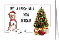 Staffordshire Bull Terrier Funny Christmas Dog with Tree card