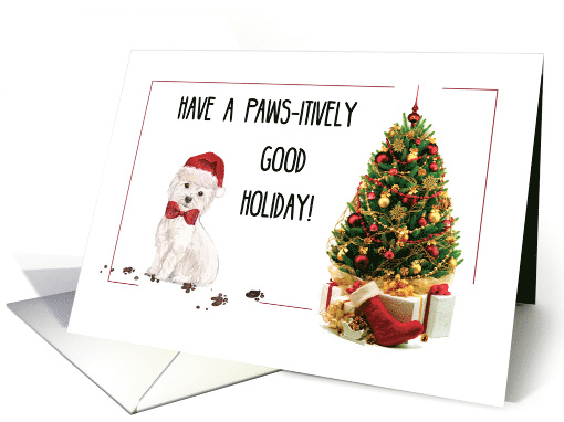 Westie Funny Christmas Dog with Tree card (1534588)