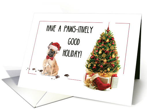 French Bulldog Funny Christmas Dog with Tree card (1534604)