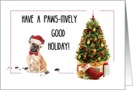 French Bulldog Funny Christmas Dog with Tree card