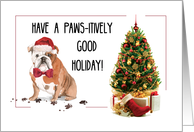 English Bulldog Funny Christmas Dog with Tree card