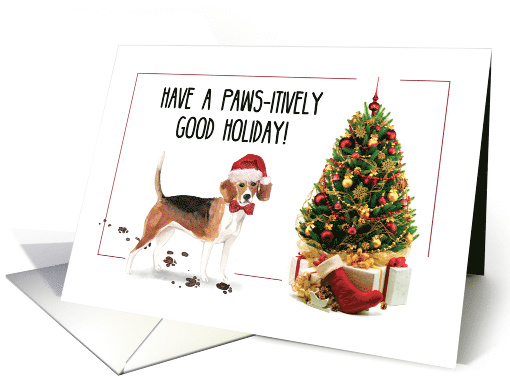 Beagle Funny Christmas Dog with Tree card (1534608)