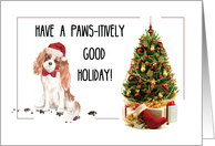 Cavalier King Charles Spaniel Funny Christmas Dog with Tree card