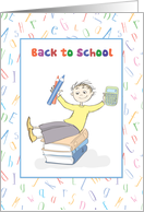 Back to School Boy With Books and Pencils card