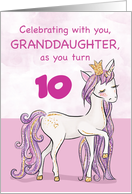 Custom Age Granddaughter Birthday Pink Horse With Crown card