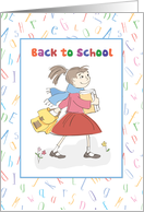 Back to School Girl With Books and Backpack card