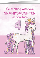 Granddaughter 4th Birthday Pink Horse With Crown card