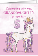 Granddaughter 5th Birthday Pink Horse With Crown card