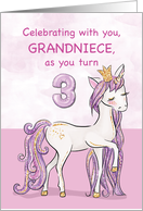 Grandniece 3rd Birthday Pink Horse With Crown card