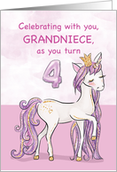 Grandniece 4th Birthday Pink Horse With Crown card