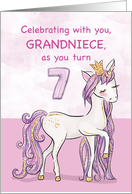 Grandniece 7th Birthday Pink Horse With Crown card