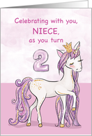 Niece 2nd Birthday Pink Horse With Crown card