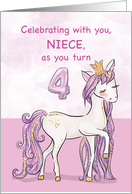 Niece 4th Birthday Pink Horse With Crown card