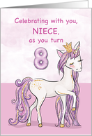 Niece 8th Birthday Pink Horse With Crown card