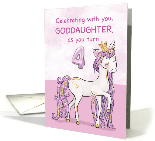 Goddaughter 4th Birthday Pink Horse With Crown card (1535264)