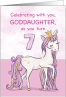 Goddaughter 7th Birthday Pink Horse With Crown card