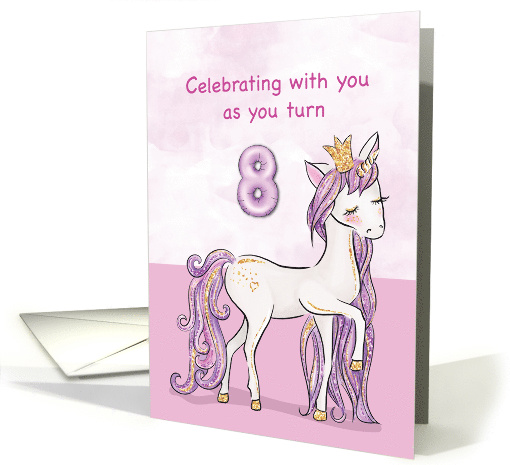 8th Birthday Pink Horse With Crown card (1535286)