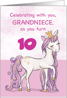 Custom Age Grandniece Birthday Pink Horse With Crown card
