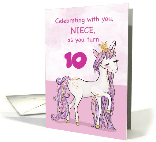 Custom Age Niece Birthday Pink Horse With Crown card (1535490)