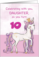 Custom Age Daughter Birthday Pink Horse With Crown card