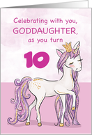 Custom Age Goddaughter Birthday Pink Horse With Crown card