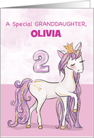 Custom Name Granddaughter 2nd Birthday Pink Horse With Crown card