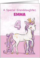 Custom Name Granddaughter 4th Birthday Pink Horse With Crown card