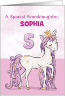 Custom Name Granddaughter 5th Birthday Pink Horse With Crown card