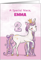 Custom Name Niece 2nd Birthday Pink Horse With Crown card