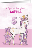 Custom Name Daughter 5th Birthday Pink Horse With Crown card