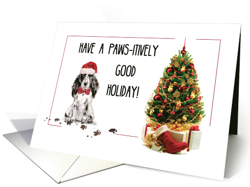 Cocker Spaniel Funny Christmas Dog with Tree card (1536608)