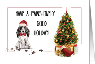 Cocker Spaniel Funny Christmas Dog with Tree card
