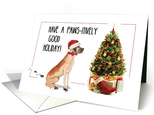 Great Dane Funny Christmas Dog with Tree card (1536610)
