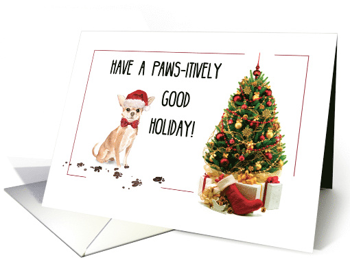Chihuahua Funny Christmas Dog with Tree card (1536616)