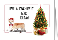 Corgi Funny Christmas Dog with Tree card