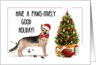 German Shepherd Funny Christmas Dog with Tree card