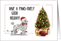 Grey Poodle Funny Christmas Dog with Tree card