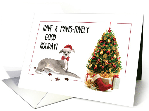Italian Greyhound Funny Christmas Dog with Tree card (1536626)