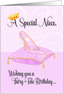 Niece Fairy Tale Cinderella Birthday with Glass Slipper und Crown card