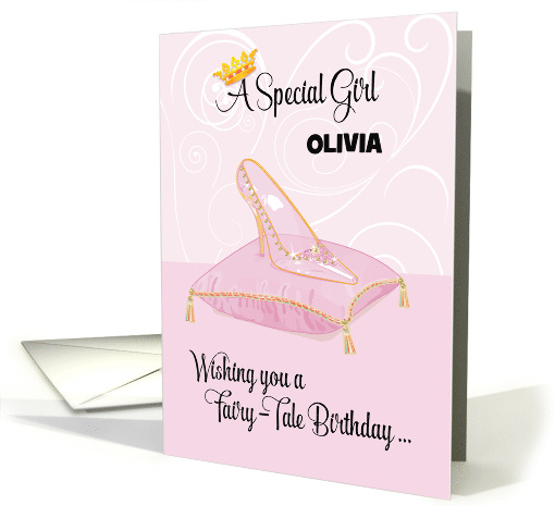 Custom Name for Girl Fairy Tale Cinderella Birthday card (1536664)