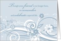 Anniversary of Loss of Friend Blue Swirls card