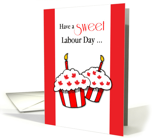 Canadian Labour Day Red Flag Maple Leaf Cupcakes card (1538414)