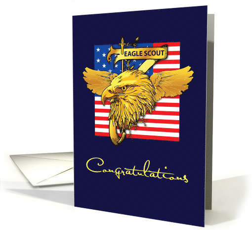 Eagle Scout Congratulations Gold Look Eagle Flag card (1538656)