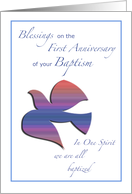 First Anniversary of Baptism Dove Religious card