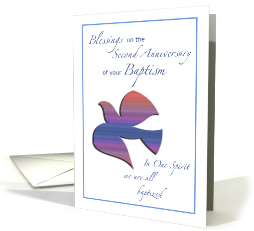 Second Anniversary of Baptism Dove Religious card (1539372)