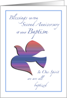 Second Anniversary of Baptism Dove Religious card