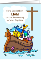 Custom Name Anniversary of Baptism Boy Noahs Ark card