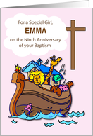 Custom Name Ninth Anniversary of Baptism Girl Noahs Ark card