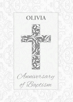 Custom Name Anniversary Baptism Blessings Cross with Swirls