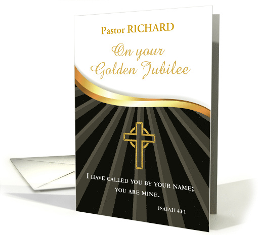 Custom Name Golden Jubilee 50 Year Anniversary Black Gold card